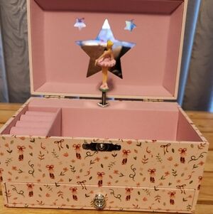 Girl's Musical Wind Up Jewelry Box With Turning Ballerina
